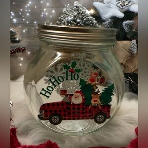 Double-sided Christmas jar with lid ( new)